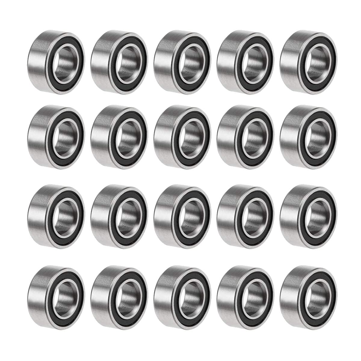 Packung Mit 20 Miniatur-doppelkugellagern Aus Stahl Mr105-5 X 10 X 4 Mm, Schwarz