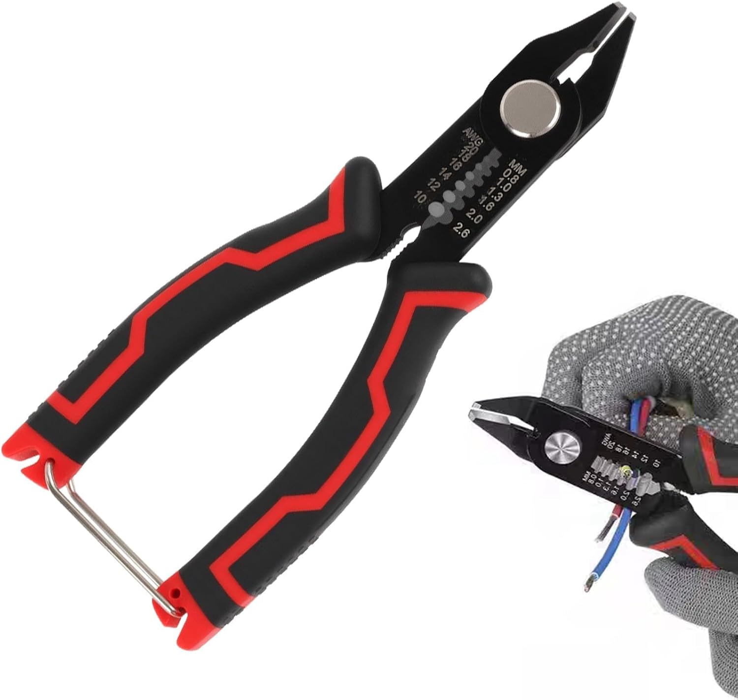 12,7 Cm Drahtschneider – 2-in-1 Seitenschneider Mit Ergonomischem, Rutschfestem Griff, Unsichtbarer Federkonstruktion Und Sicherem Verriegelungshaken – Zum Abisolieren, Schneiden Und Biegen Von Drähte