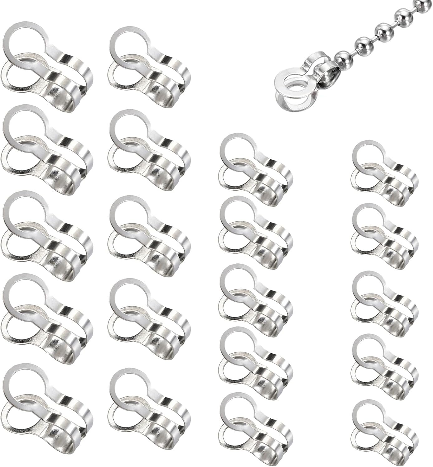 Packung Mit 100 Edelstahl-kugelkettenverbindern – 2,4/3/4/6 Mm – Klemmösen – Silber