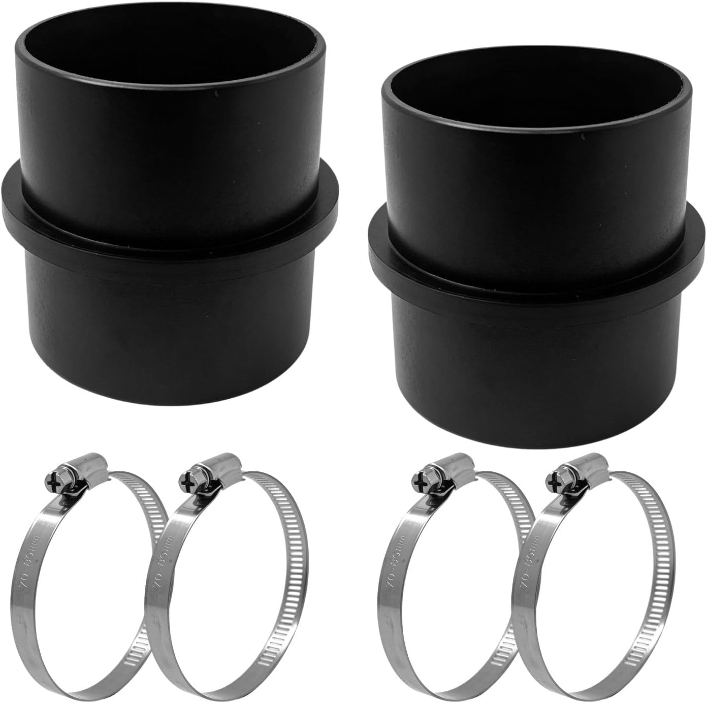 Set Aus 2 75-mm-lüftungsrohrverschraubungen Mit Schlauchschellen Für Heizungsanlagen
