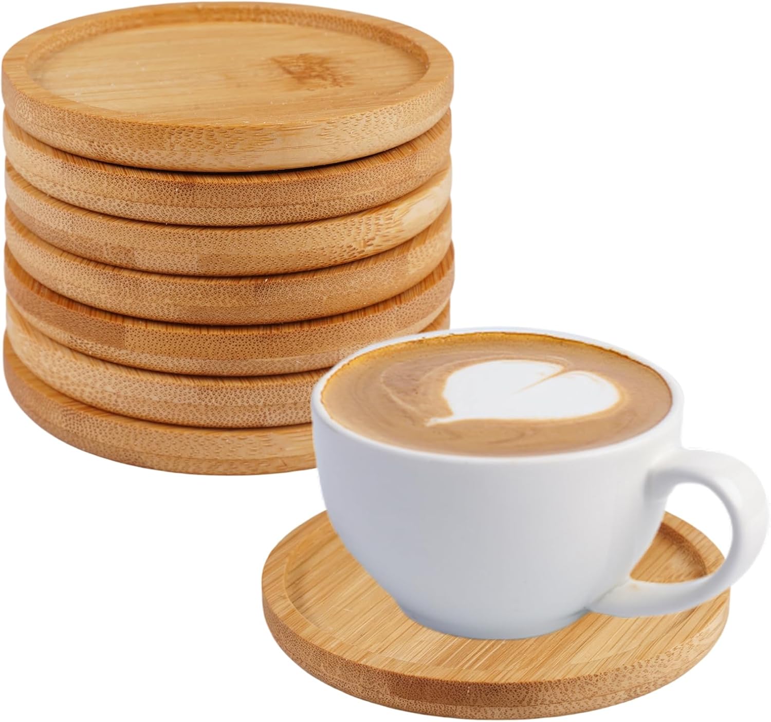 8-teiliges Set Kerzenuntersetzer Aus Holz, 8 Cm Große Untersetzer Aus Holz Und Glas