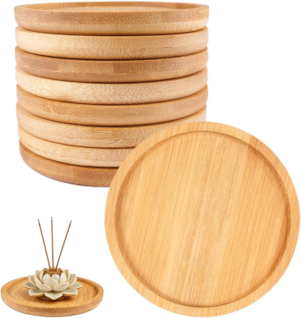 Bambus-kerzenuntersetzer, Ø 9 Cm, Runde Braune Bambusuntersetzer