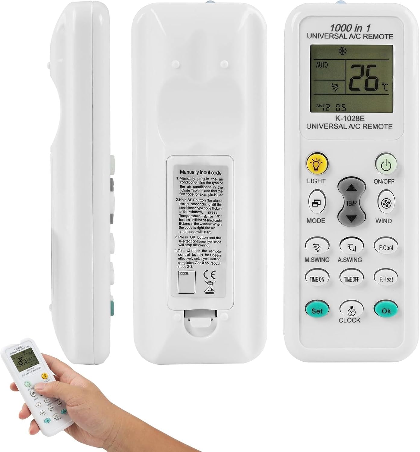 Universelle Fernbedienung Für Klimaanlagen – Kompatibel Mit Lg, Daikin, Samsung, Gree, Midea, Toshiba – Kompatibel Mit Über 1000 Marken – Umfassender Funktionsumfang Mit Timer Und Speicherfunktion
