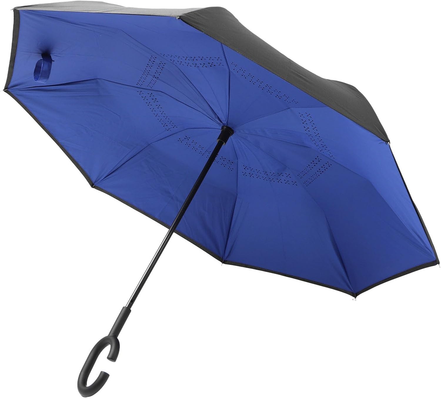 Umgedrehter Regenschirm Mit C-griff – Doppellagiges Design – Winddicht Und Regensicher, Faltbar Und Trocknend, Um Autos Und Böden Zu Schützen.