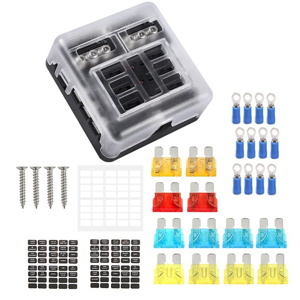 Wasserdichter 6-fach-sicherungsblock Mit Led-anzeige Und Marine-minus-sicherungskasten Für Auto, Boot, Wohnmobil, Lkw, Dc 12-24v