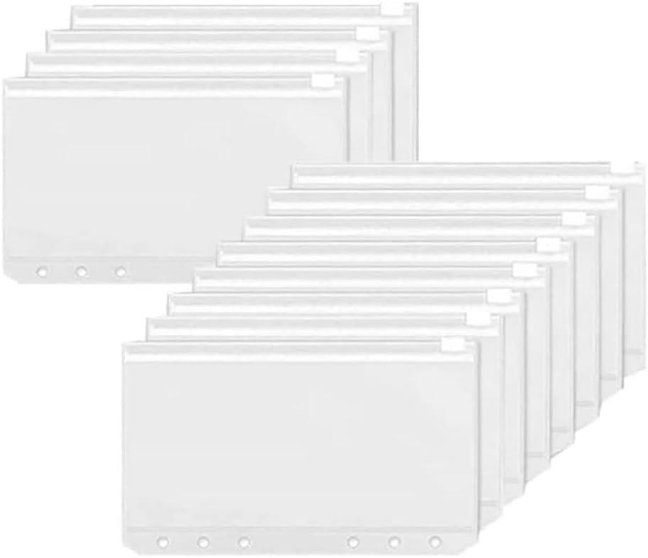 Set Mit 12 A6-dokumententaschen Aus Pvc Mit 6 Löchern Und Reißverschluss, Perfekt Für Den Outdoor-einsatz, Als Umweltfreundliche Und Geruchsneutrale Kosmetiktasche.