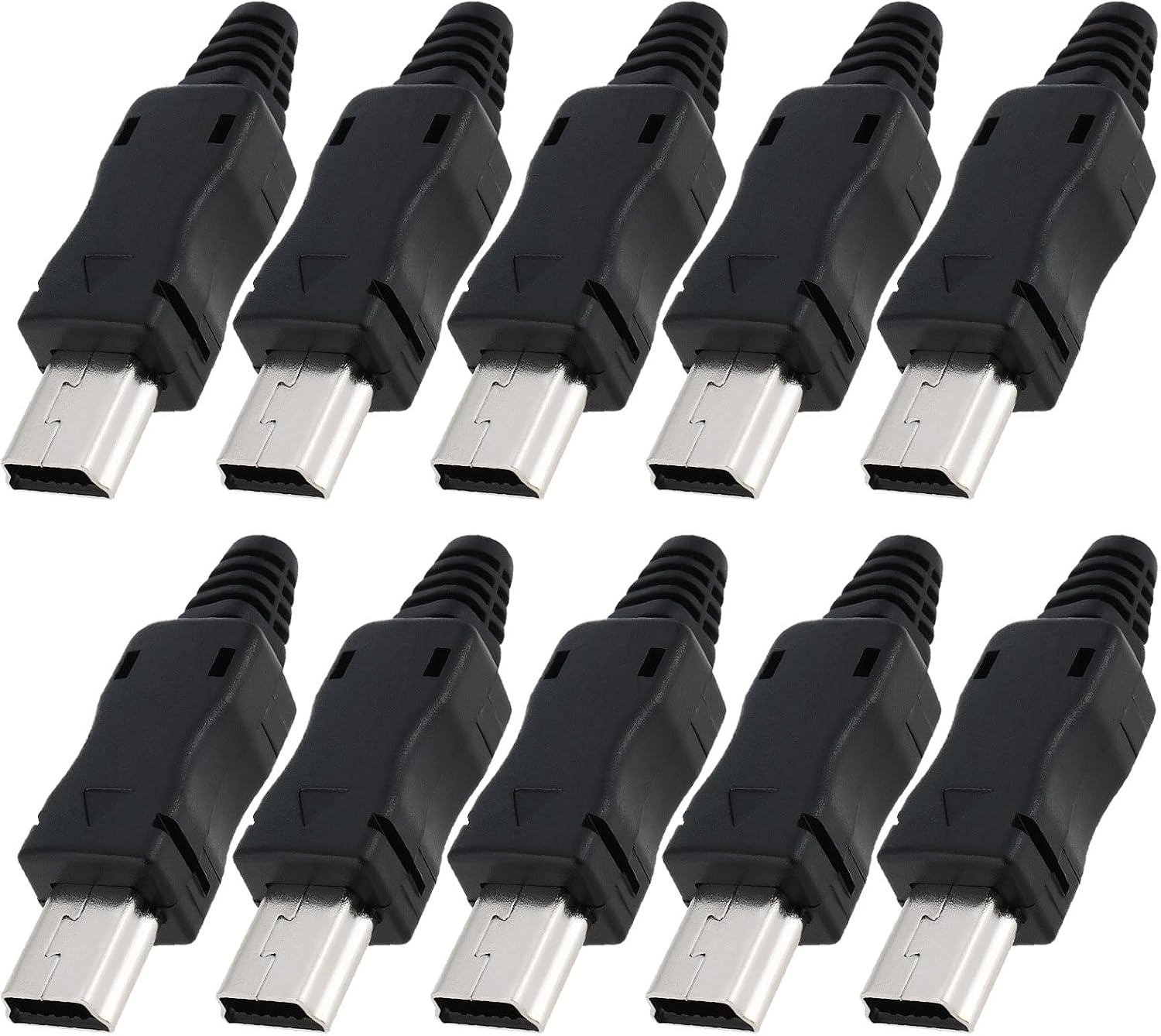 10er-pack Mini-usb-stecker (männlich) Zum Löten, Usb-anschlussköpfe Für Diy-datenkabelprojekte, Elektronik-projektstecker, 34 X 9 X 8 Mm, Schwarz