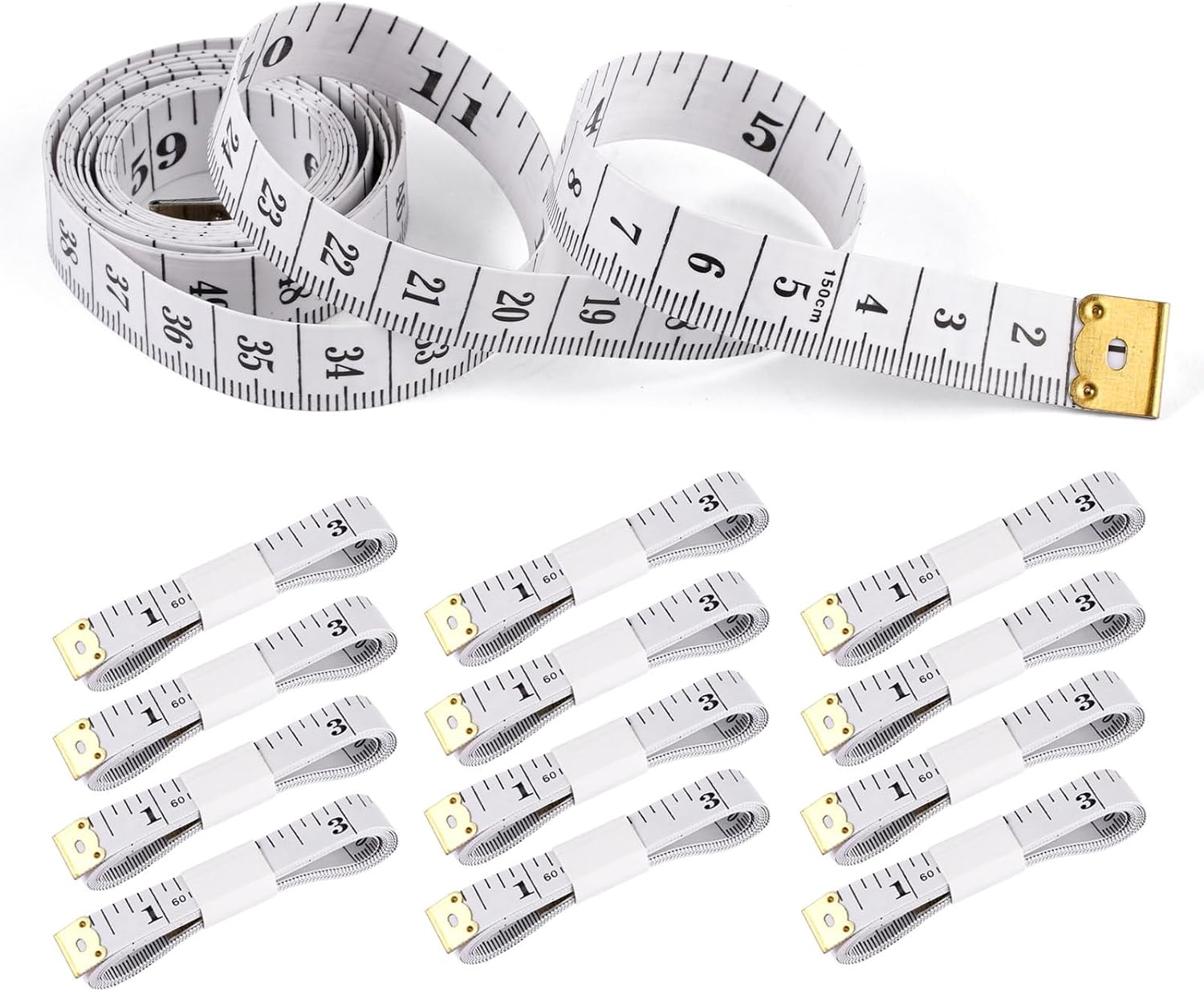 12 Stück Doppelseitiges, Flexibles Maßband, 150 Cm/60 Zoll, Nähmaßband