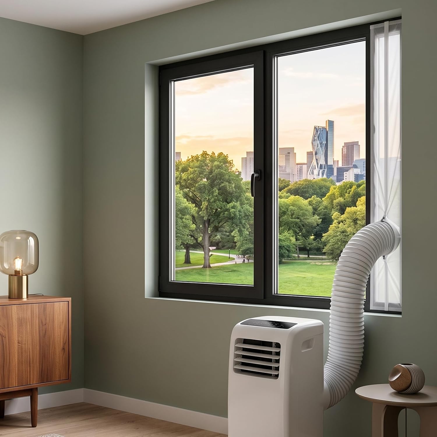 Fensterdichtungsset Für Mobile Klimaanlagen – Hitze- Und Insektenschutz – Universelle Plane 92 X 25 Cm – Kompatibel Mit Abluftschlauch – Einfache, Werkzeuglose Montage