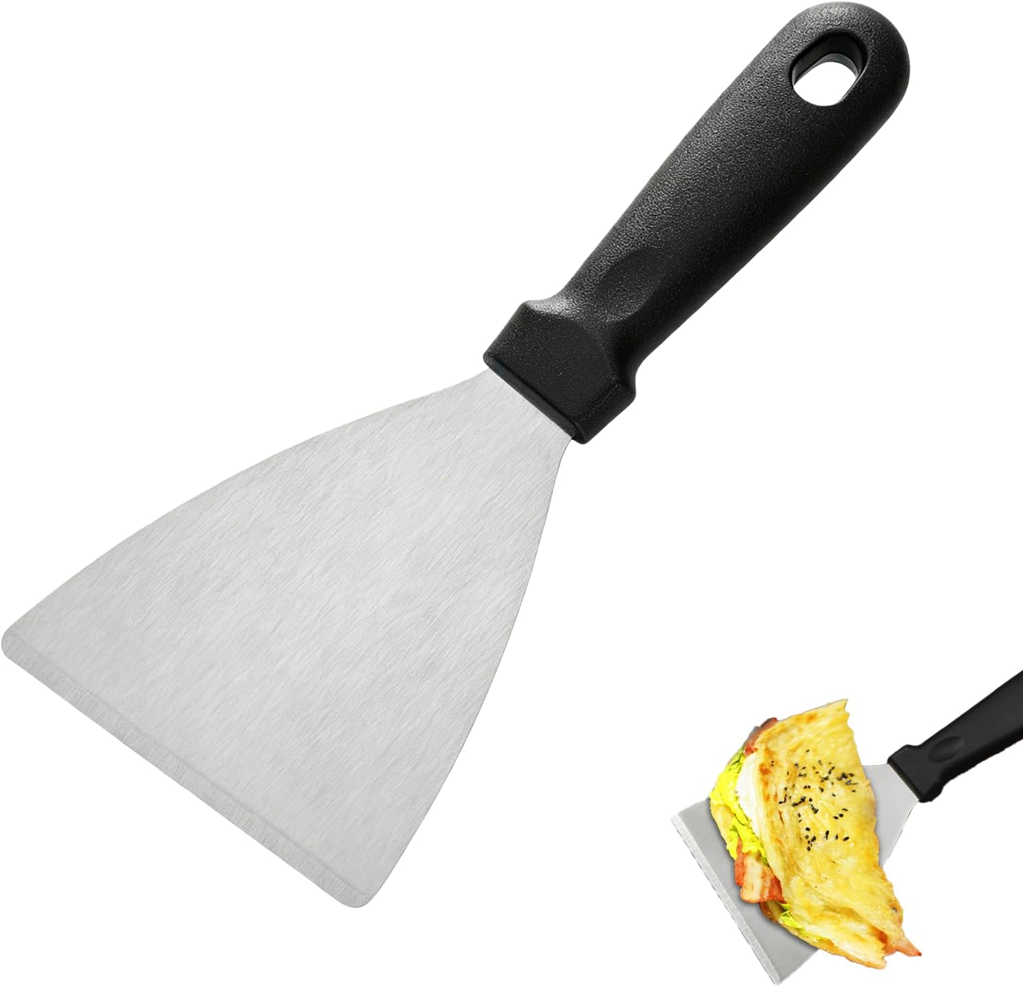 Professioneller Dreieckiger Edelstahlspatel, Küchenspatel, Grillreiniger, 12 X 12 Cm, Ideal Für Steaks Innen Und Außen