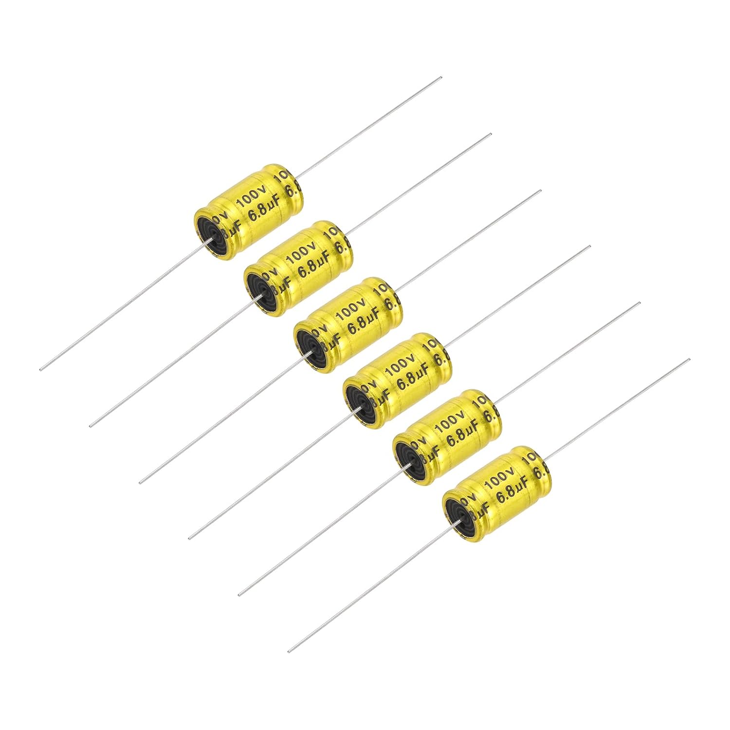 5-teiliger, Nicht Polarisierter Elektrolytkondensator 6,8 Μf 100 V, 17 Mm X 10 Mm Aluminium-audiokondensator Für Diy-audioprojekte, Hochtöner, Autolautsprecher Und Verstärker