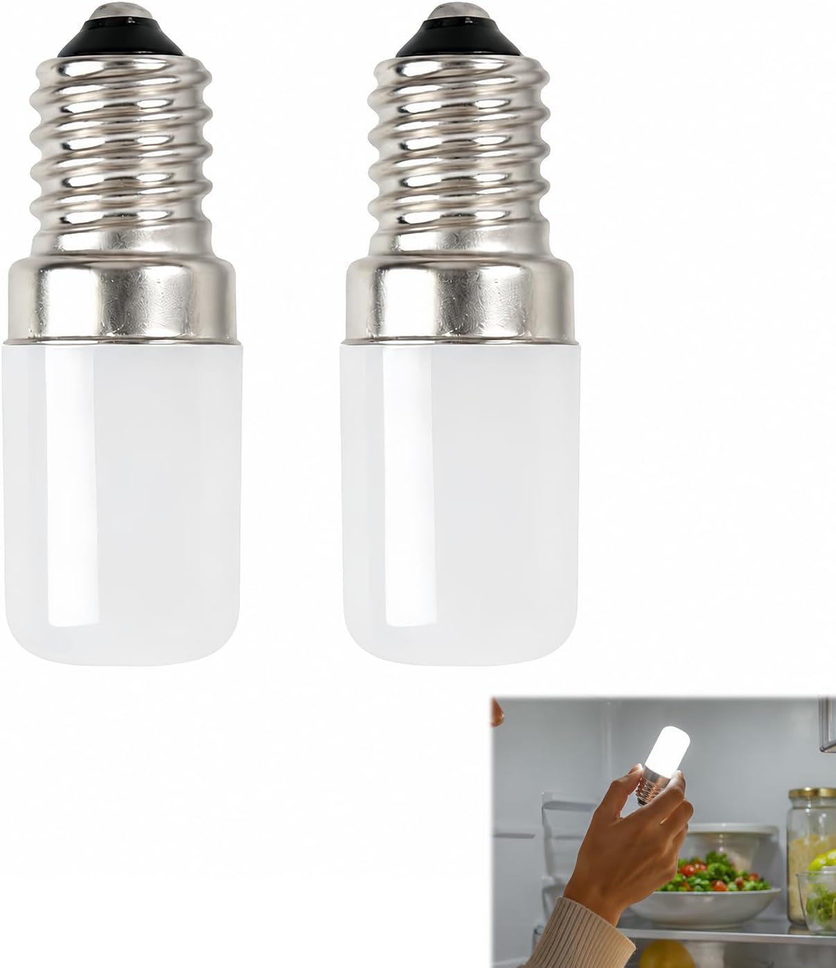 2er-pack E14-led-lampen Für Kühlschränke, 2 W (entspricht 20 W Halogen), 200 Lm, Kaltweiß (6500 K), Kleine E14-schraubfassung Für Kühlschränke, Dunstabzugshauben, Nähmaschinen Und Salzkristalllampen.