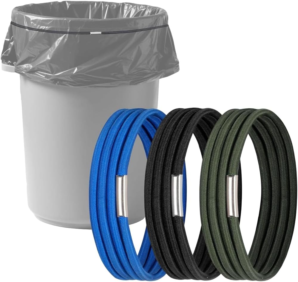 Set Mit 3 Robusten Gummibändern Zur Mülltonnenbefestigung – Extra Breite, Dehnbare Gummibänder Von 140 Cm Bis 280 Cm – Stabile Mülltonnenhalter Für Zuhause Und Büro
