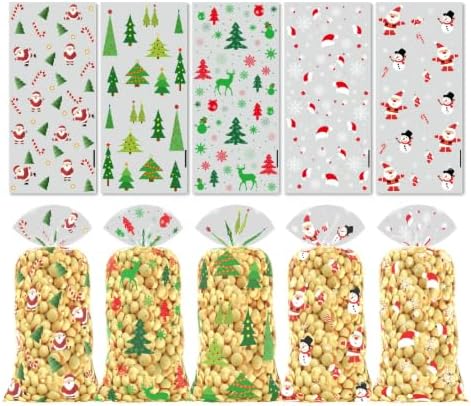 100 Transparente Weihnachtsplätzchentüten, Lebensmittelecht, 27,5 X 12,5 Cm