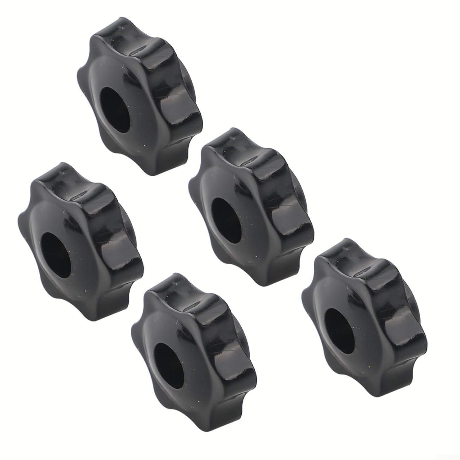 Set Mit 6 M6-sternmuttern Mit Kunststoff- Und Messingköpfen – Schwarze Knöpfe Für Maschinen, Möbel Und Fitnessgeräte