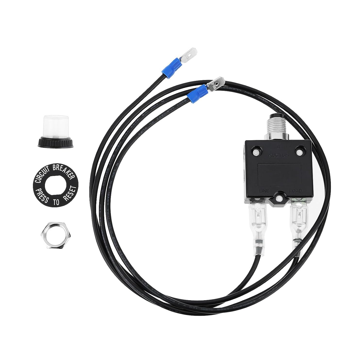 1 Druckknopf-leistungsschalter Mit Überlastschutz Und 32v 18 Awg-kabel Für Elektrische Geräte, Kleine Generatoren, Luftkompressoren, 60cm (5a)