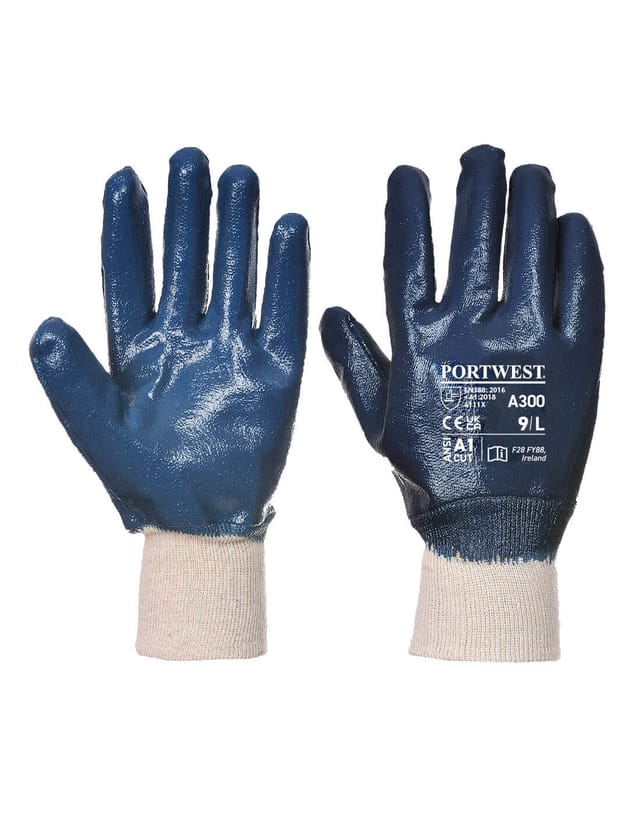 Gant Nitril, Gestrickter Handgelenkabschluss Farbe: Marine Größe L - Portwest