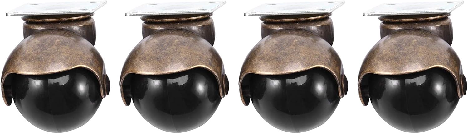 [set Mit 4] Lenkrollen Mit Kappe Und Deckplatte - Antikbronze (3,8 Cm Ohne Bremse)