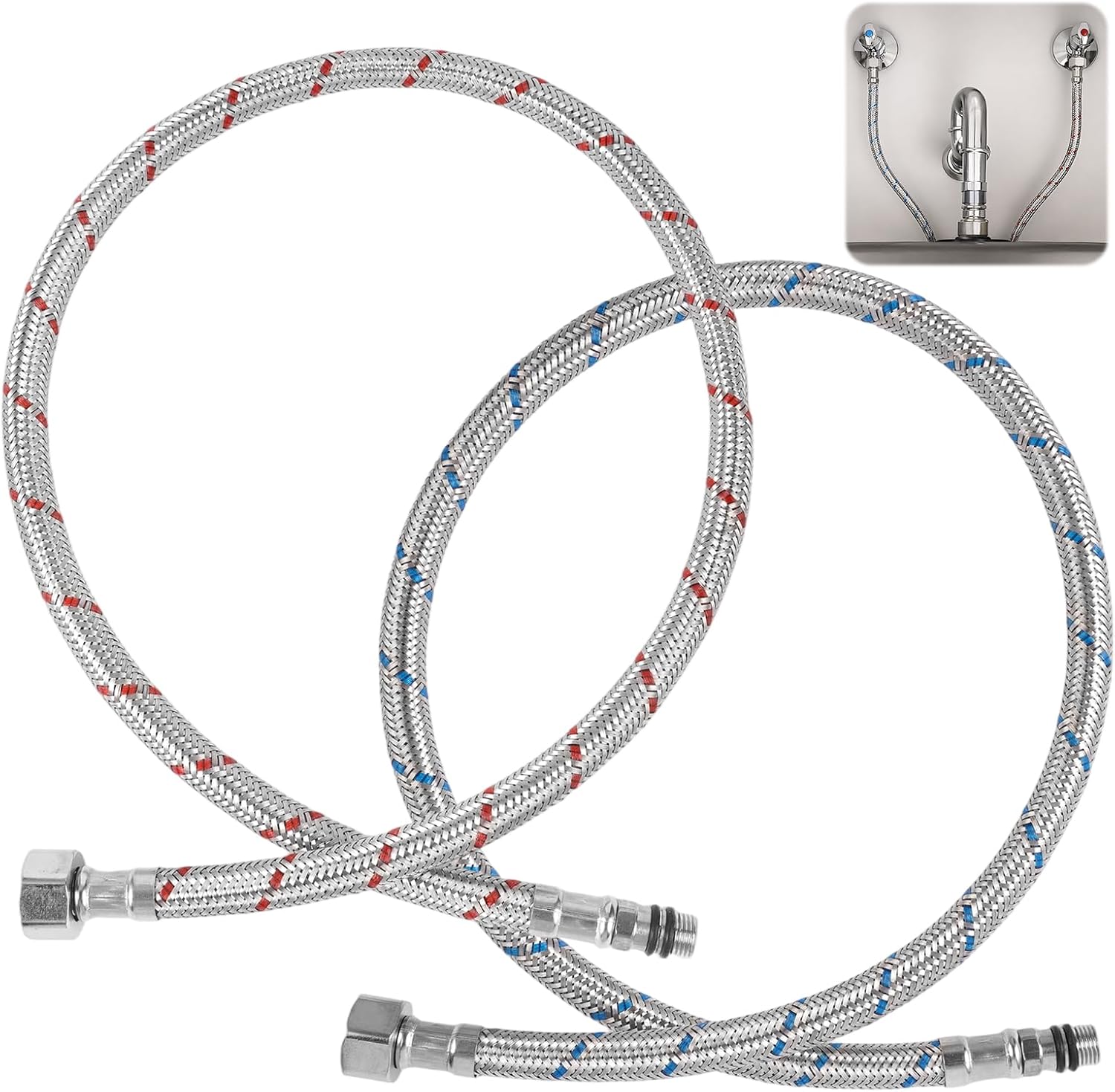 Stück 70 Cm Flexible Verbindungsschläuche Für Wasserhähne G3/8 X M10
