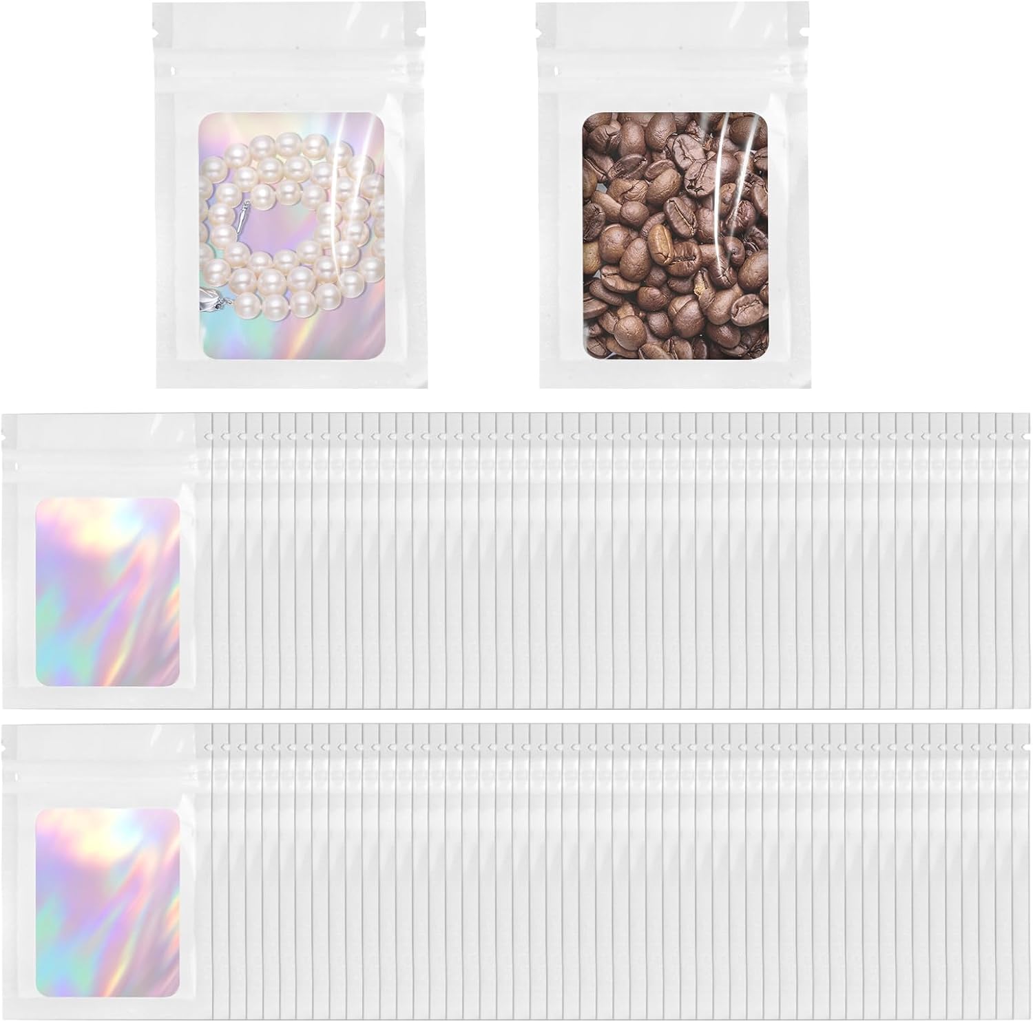 100 Stück Kleine Mylar-ziplock-beutel (10 X 7 Cm), Wiederverschließbar Mit Hologramm