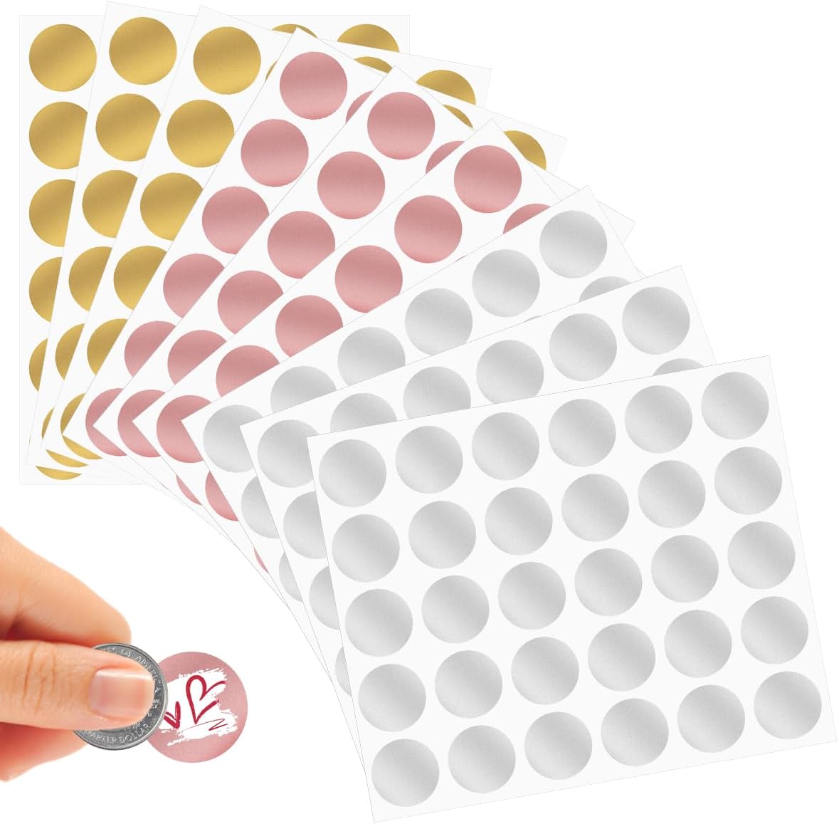 180 Runde Rubbeletiketten, Runde Rubbelaufkleber Für Karten