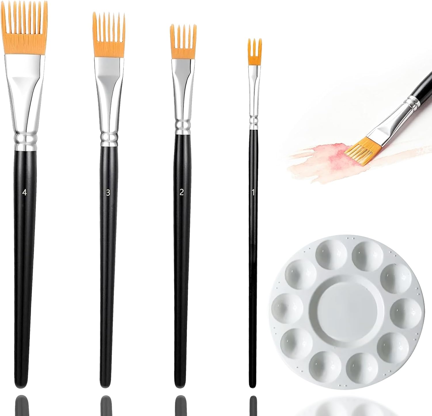 4-teiliges Set Strukturierter Pinsel, Professionelle Künstlerpinsel, Kammpinsel-set, Professionelle, Strukturierte Flachpinsel Für Acryl-, Öl-, Aquarell- Und Gouachemalerei