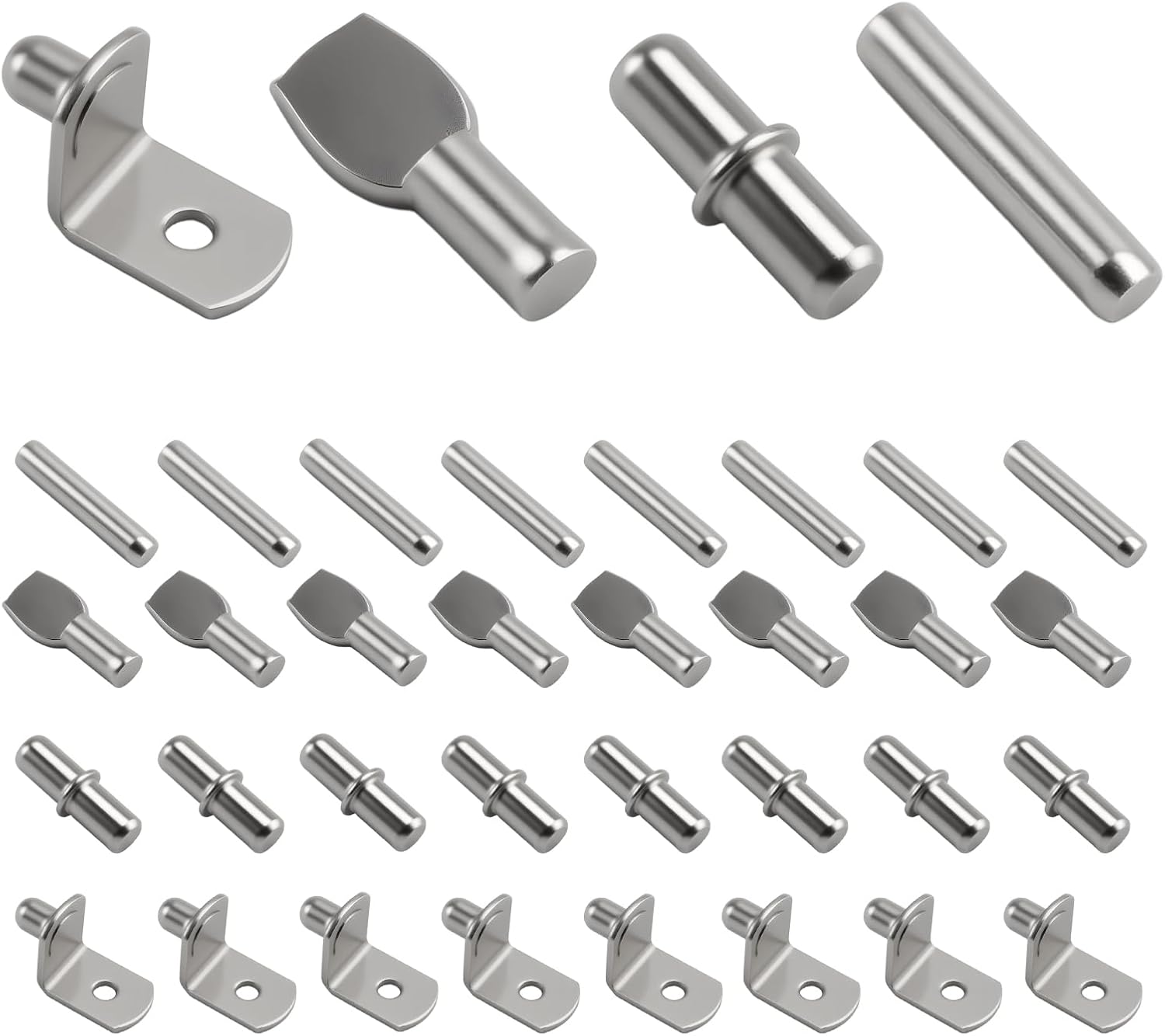 130 Stück Regalträgerstifte Aus Metall In 4 Ausführungen (5 Mm Und 6 Mm) Für Küchenschränke, Bücherregale Und Möbel