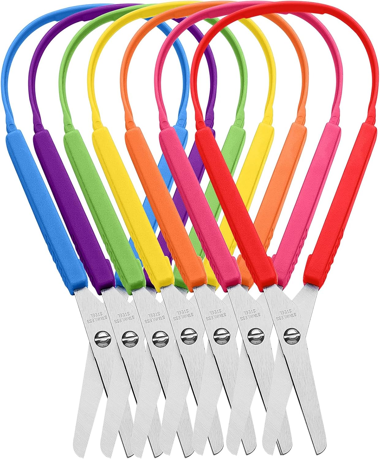7-teiliges Kinderscheren-set, Kinderschere Mit Ergonomischen 3d-ringen, Schere Mit Runder Spitze, Schlaufenschere Mit Griff, Schere Für Kleine Linkshänder, Für Vorschule Und Grundschule