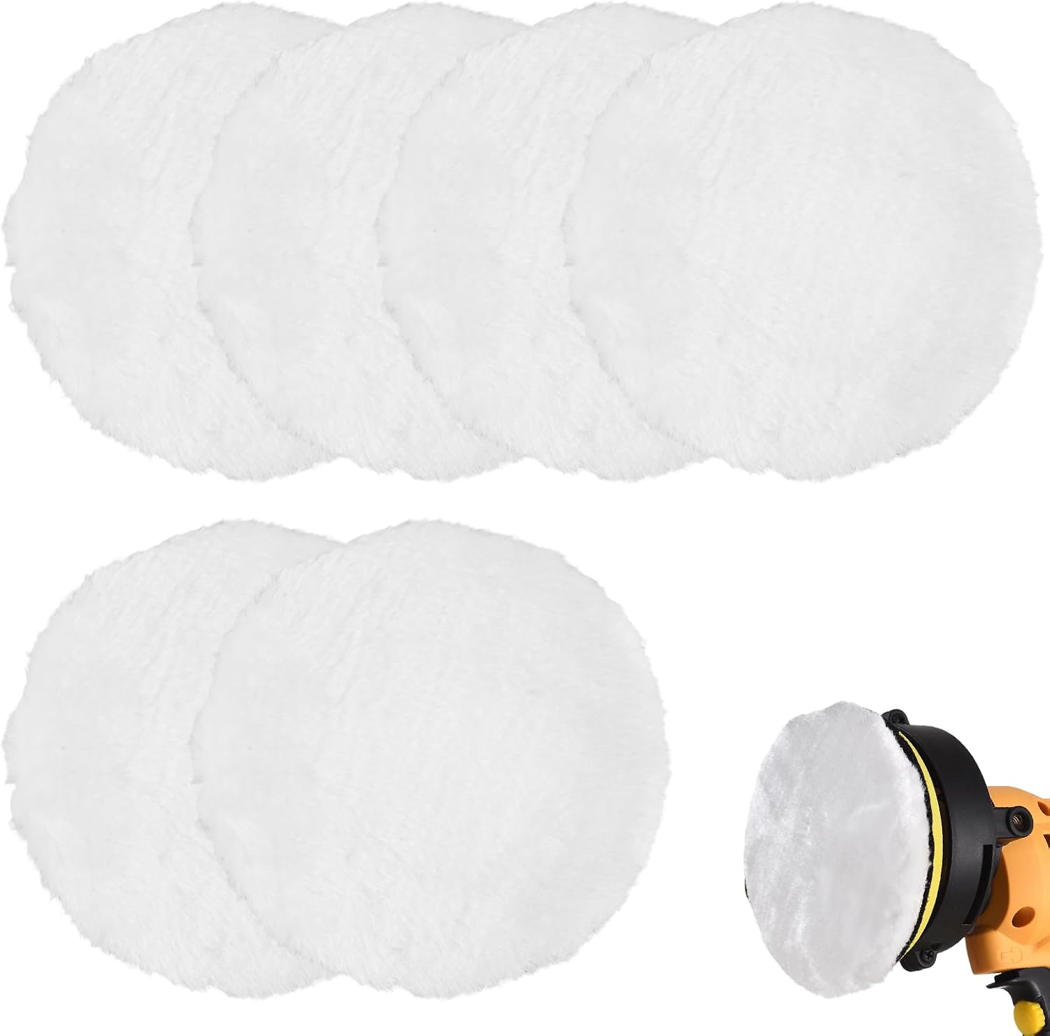 6-teiliges Set Polierpads Aus Lammwolle, 125 Mm Wollpolierpads