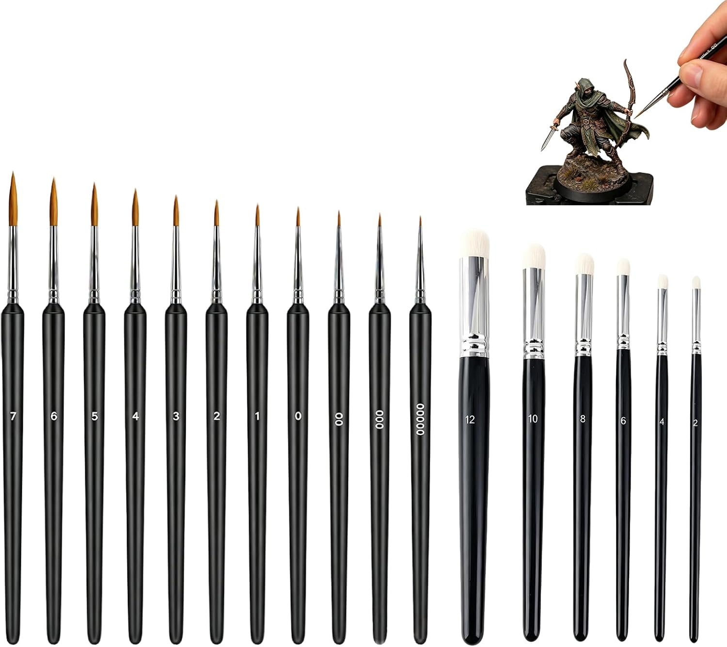 17-teiliges Miniatur-trockenpinsel-malset, 11 Feine Pinsel + 6 Trockenpinsel, Professionelle Modellierpinsel Für Aquarell, Acryl Und Öl