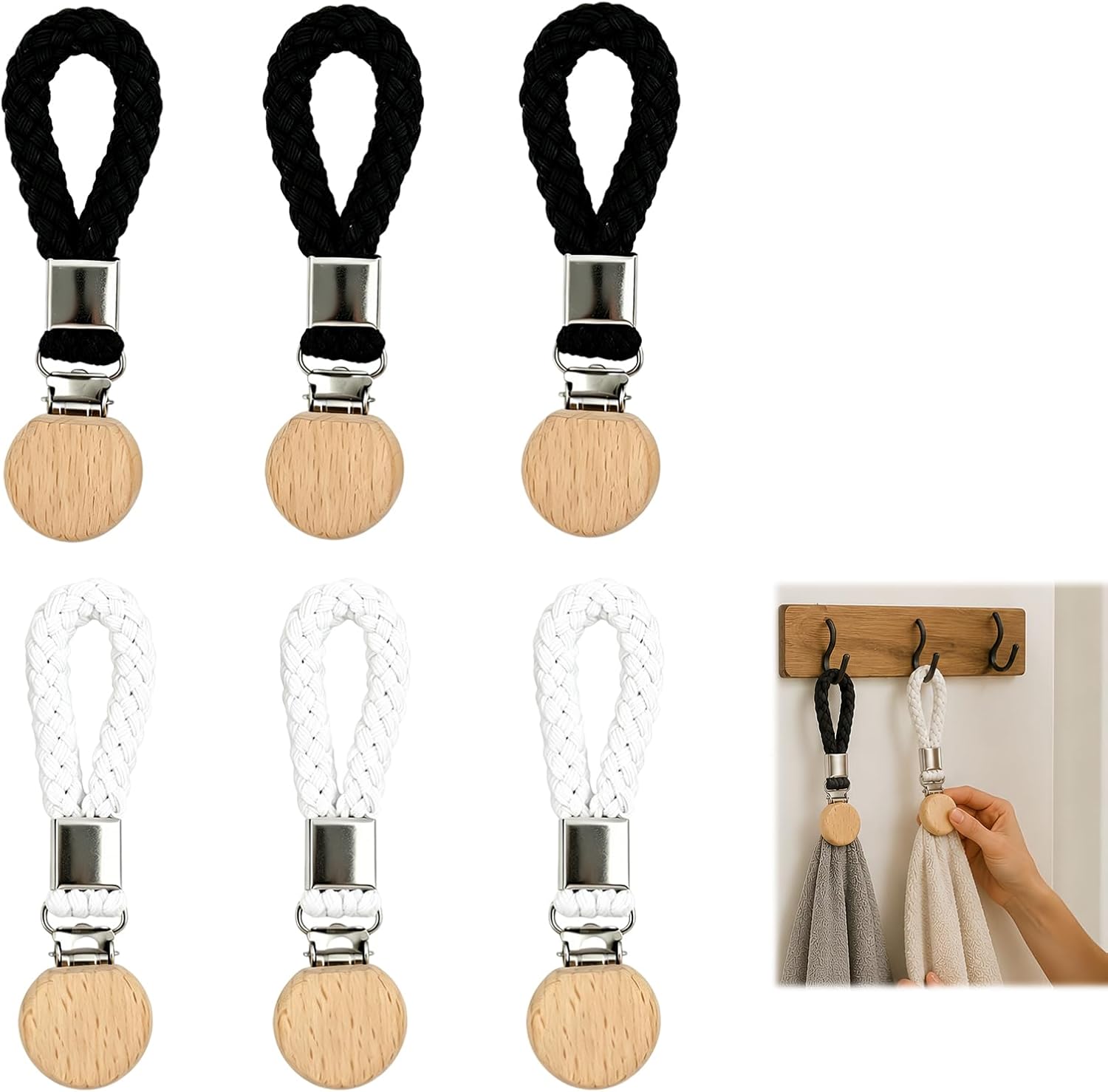Handtuchclips, 6er-set – Vielseitige Haken Für Bad, Küche Und Kleiderschrank – Handtuchclips Aus Baumwolle Und Eisen, Rostfrei, Einfach Zu Montieren, Ideal Für Handtücher, Waschlappen Und Schuhe