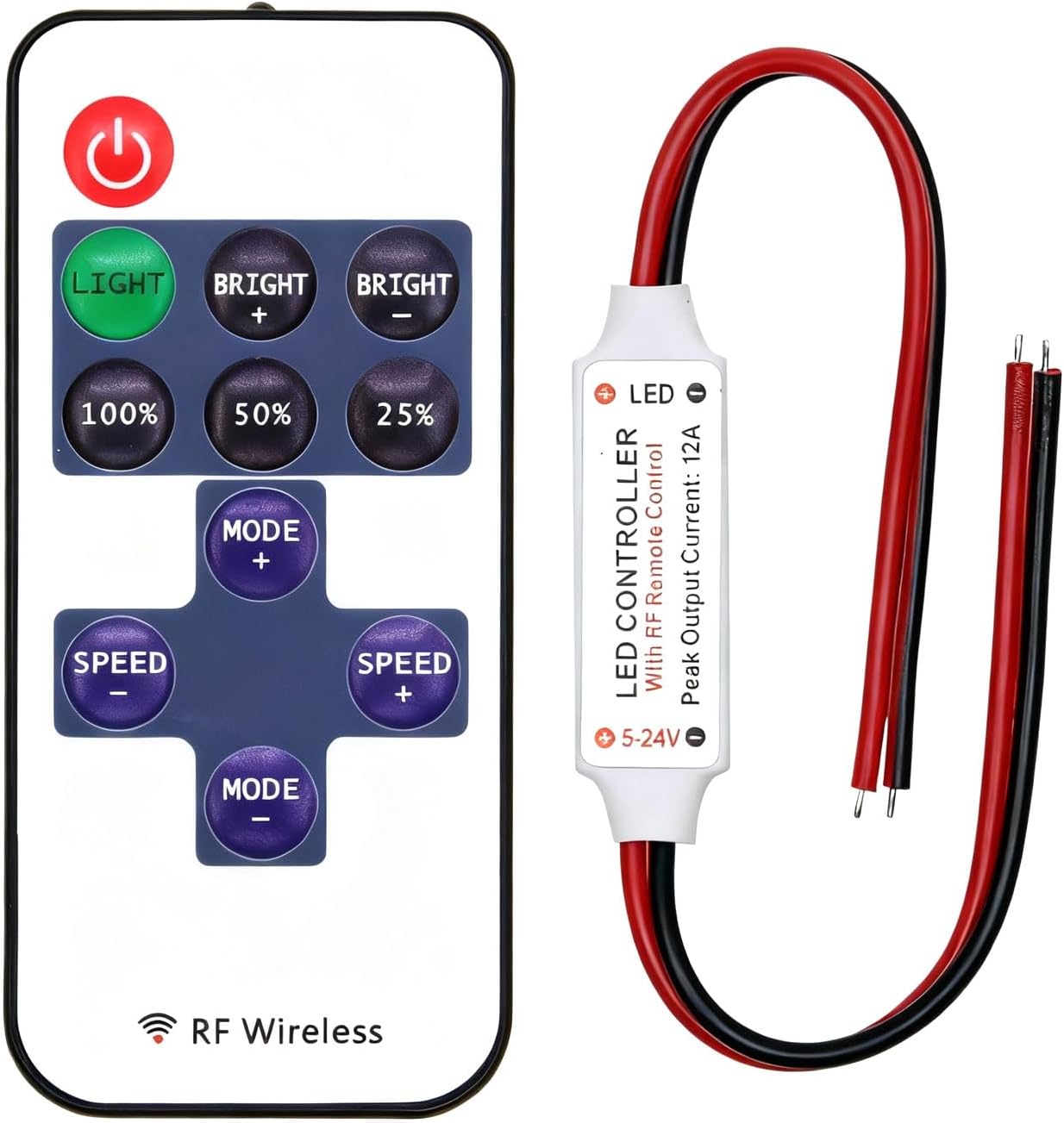 Led-dimmerschalter, Funkfernbedienung, 5–24 V 6 A Led-controller, Für Einfarbige Leuchten, Spots, Softlights Und Wandfluter