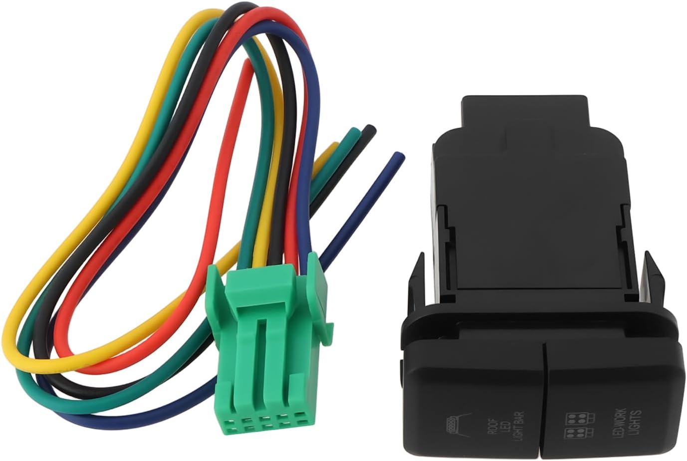 1 Set 12v Auto-doppel-led-lichtleiste Blau/grün Mit Druckknopfschalter Und 5-poligem Kabelbaum, Kompatibel Mit Landcruiser 7680 Autolichtern