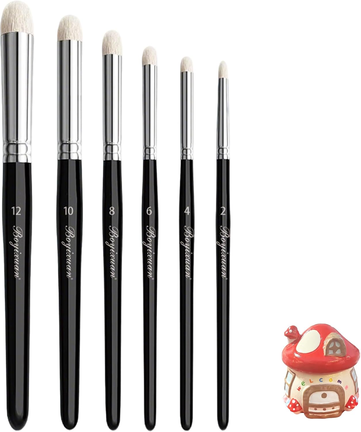 6-teiliges Set Trockenpinsel, Professionelle Trockenpinsel Zum Modellieren Und Malen, Wollpinsel Mit Holzgriffen Und Metallzwingen Für Acryl-, Aquarell- Und Ölfarben.
