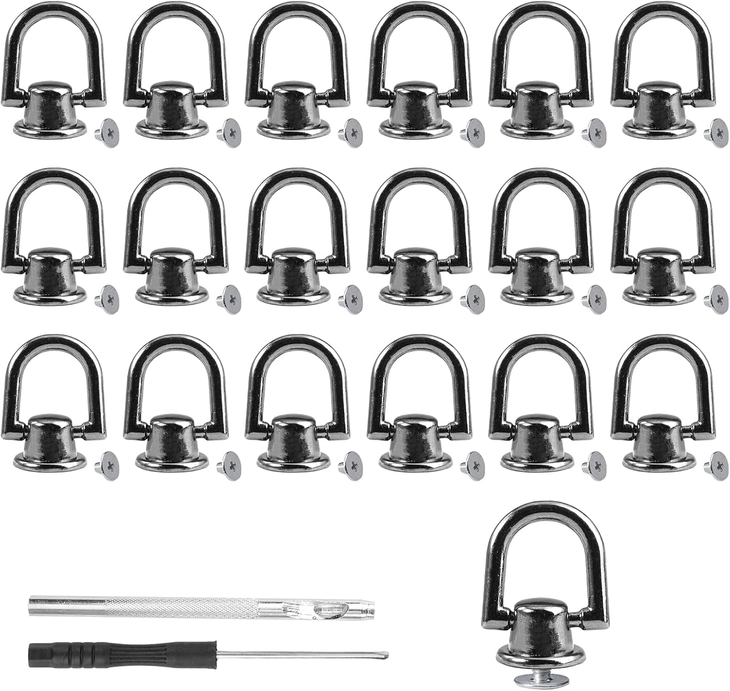 20 Stück Nieten Mit Ring Für Taschen, 15 Mm D-ring-schraubkopf Mit Schrauben