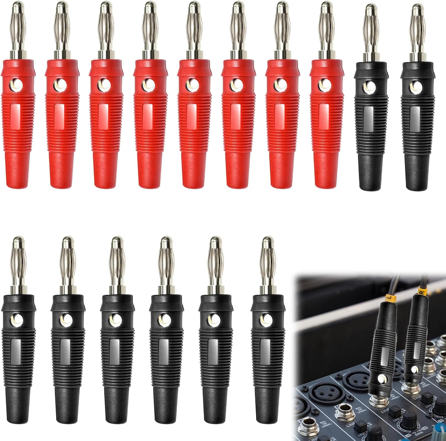 Packung Mit 16 Roten 4-mm-bananensteckern, 4-mm-bananensteckern, 4-mm-schraubbananensteckern, 4-mm-lötbananensteckern, Bananensteckern Für Kabel, Boxen, Verstärker, Av-receiver Und Stereoanlagen