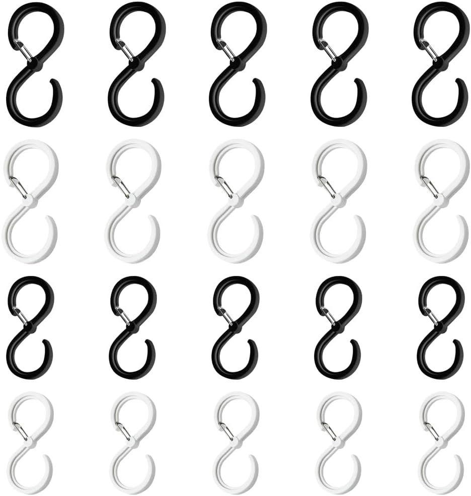 20 Stück Kunststoff-s-haken Mit Sicherheitsschlaufe, Robuste, Windfeste Und Sturzsichere Aufhängehaken Zum Aufhängen Von Tassen, Bechern, Kleidung, Küchenutensilien, Töpfen Und Schüsseln Sowie Gartena
