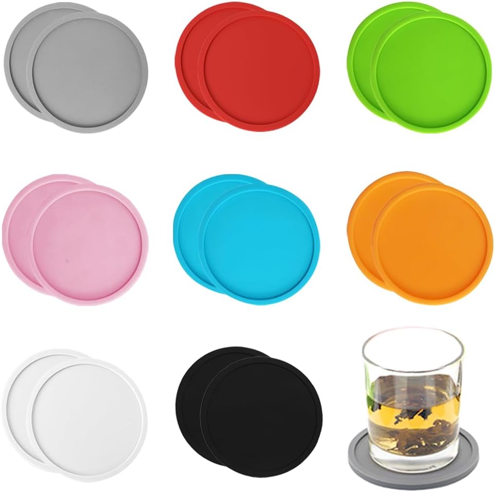 16 Runde Silikonuntersetzer, Rutschfest Und Isolierend, Runde Untersetzer In Tellerform Mit Rillen Für Zuhause, Bar, Büro, Café, Bier, Tee Und Andere Getränke (mehrfarbig)