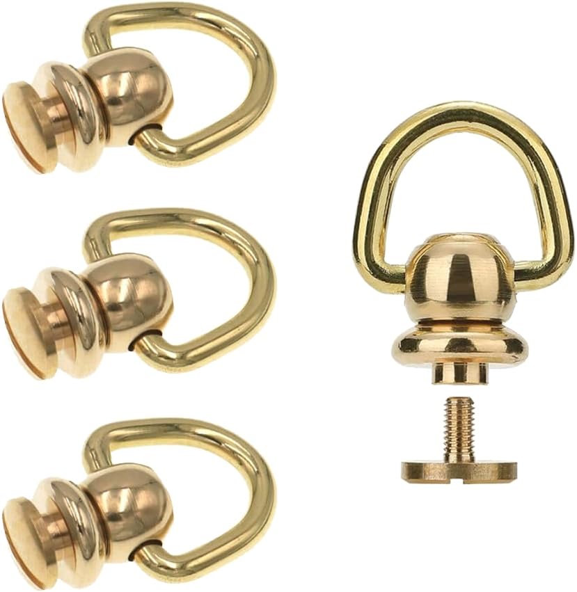 Set Aus 4 Vergoldeten D-ring-nieten Und Schrauben Aus Messing, Dekorative Accessoires Für Lederarbeiten, Handtaschen, Hundehalsbänder