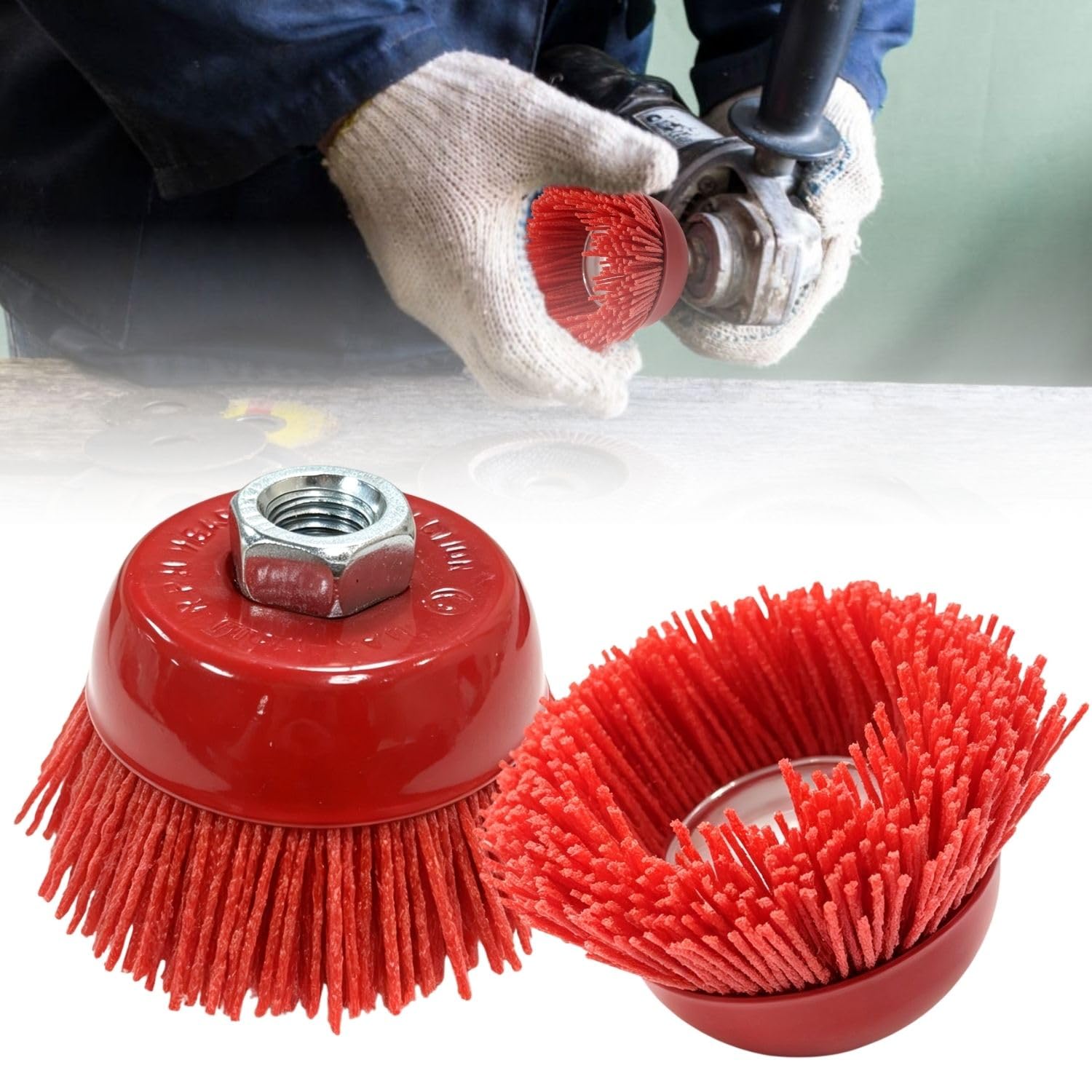 Set Mit 2 Nylon-bohrbürsten M14 Für Winkelschleifer