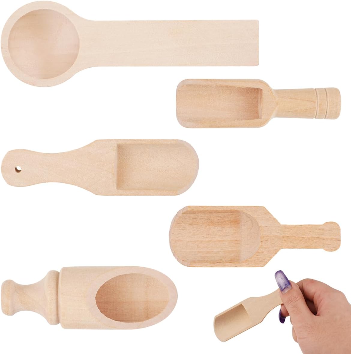 5-teiliges Mini-holzlöffel-set, Mini-holzschaufel, Kleiner Salzlöffel