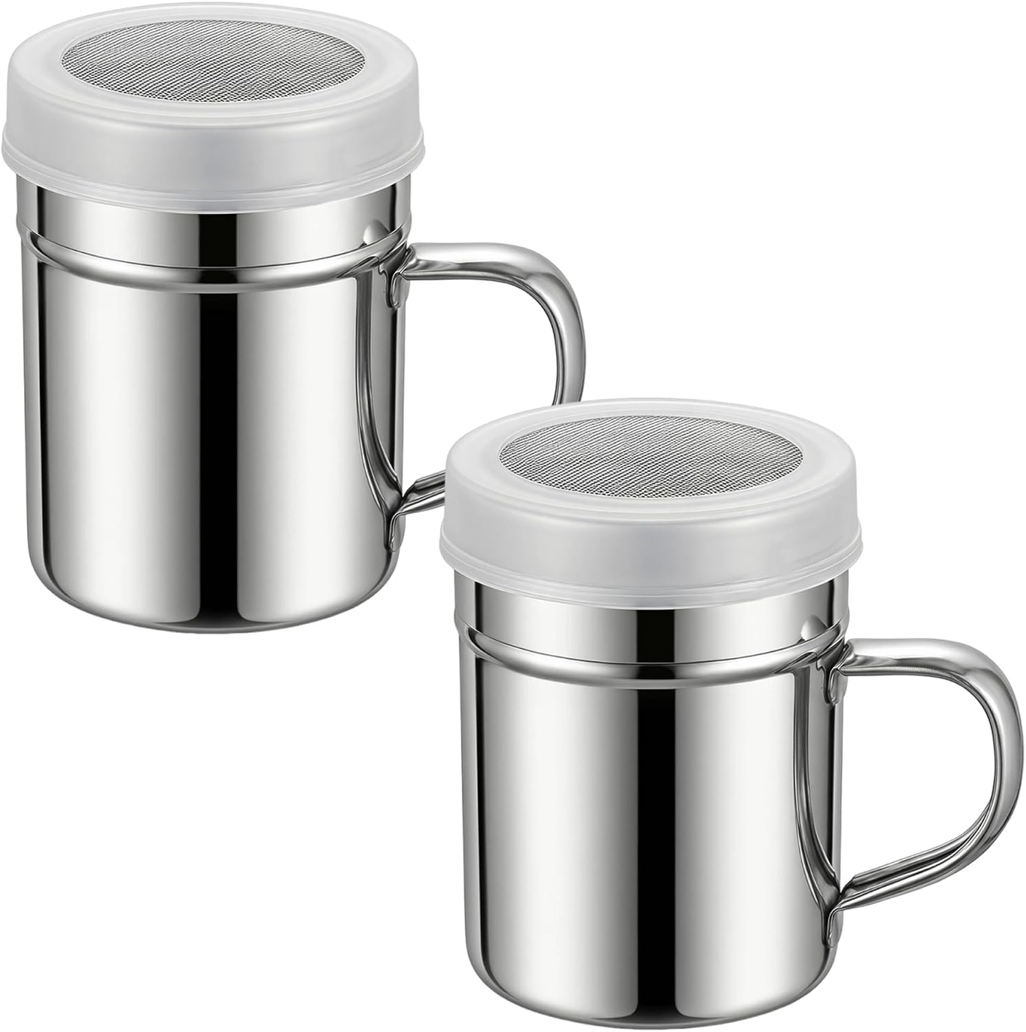 2-teiliger Puderzuckerstreuer Mit Griff (170 G), Kakaostreuer Aus Edelstahl Mit Feinem Sieb Und Deckel Zum Dekorieren Von Desserts, Cappuccinos, Gebäck Und Crêpes