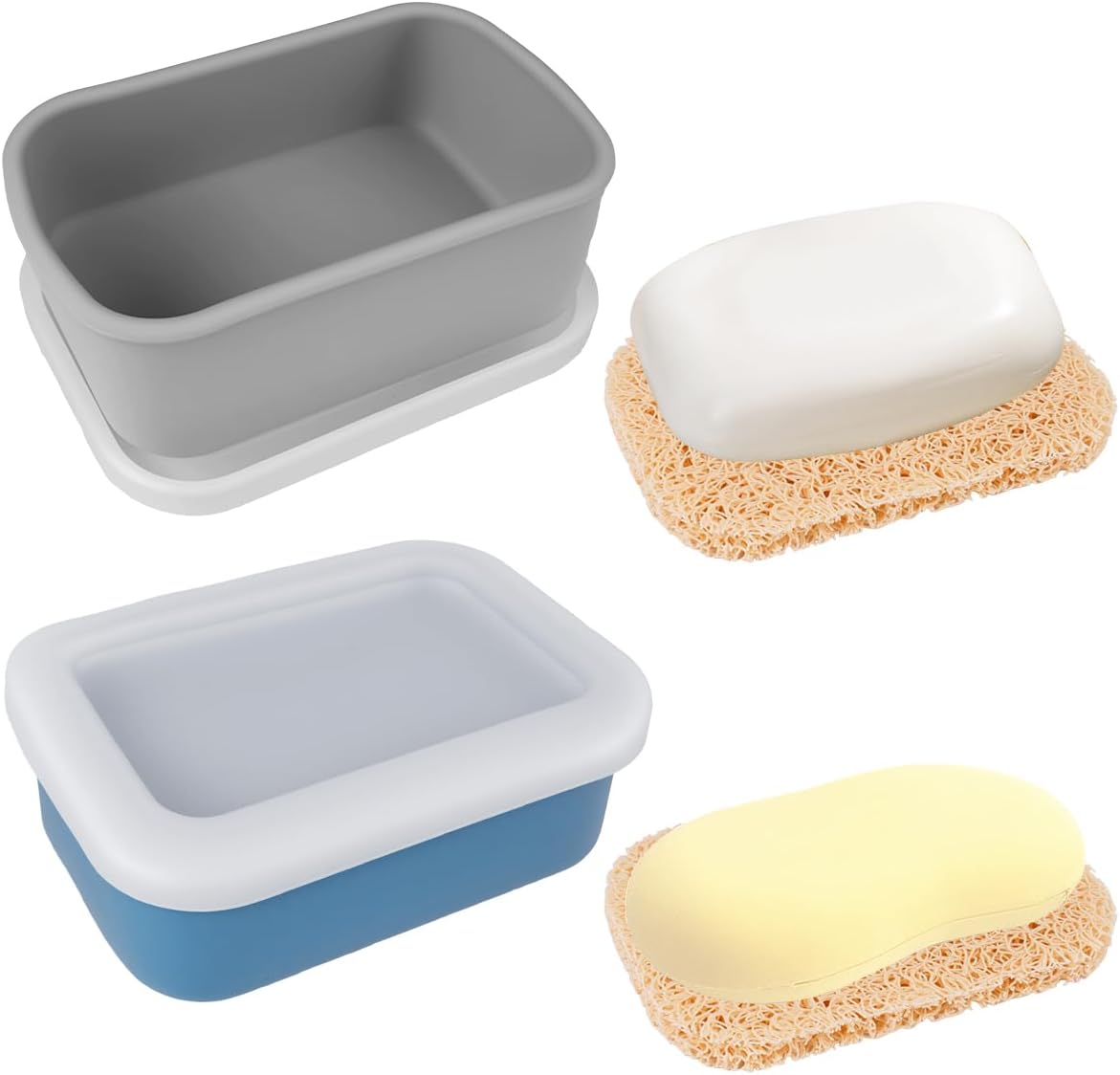 2-teilige Tragbare Seifenschale Aus Silikon, Auslaufsichere Seifenbox Aus Silikon
