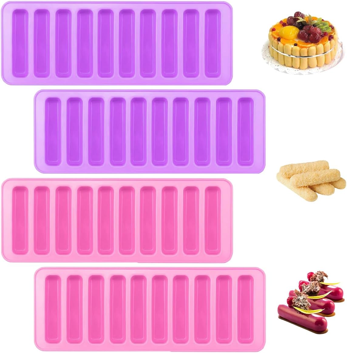4-teilige Silikon-müsliriegelform (rosa, Lila)