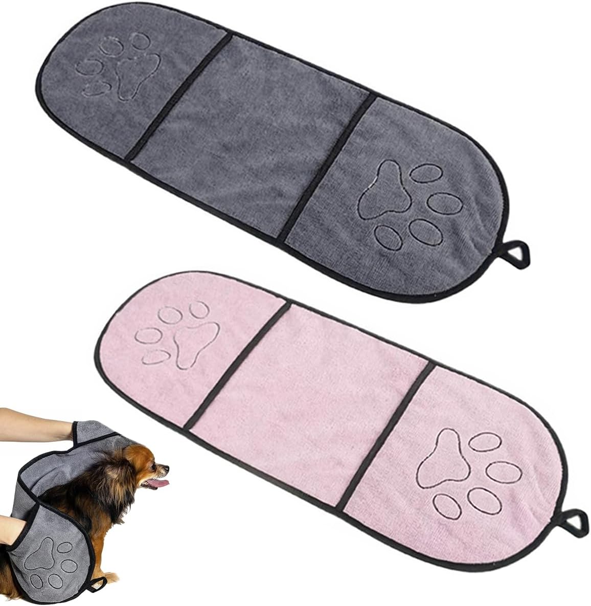 2-teiliges Mikrofaser-hundehandtuch, Schnelltrocknendes Hundebadetuch