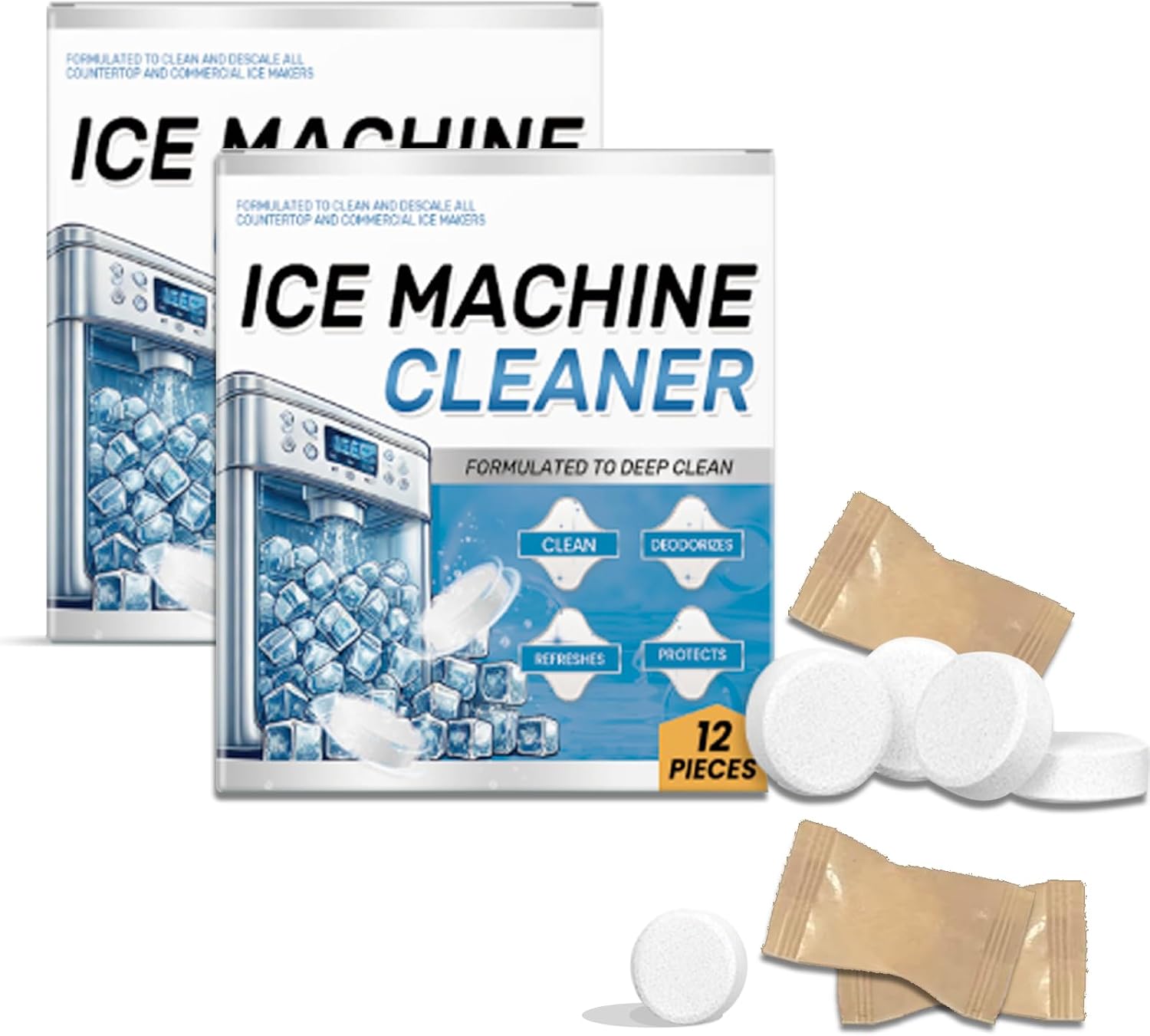 Packung Mit 24 Eiswürfelbereiter-reinigungstabletten, Entkalker Für Eismaschinen, Hochwirksame Reinigungstabletten, Beseitigt Gerüche, Schmutz Und Ablagerungen
