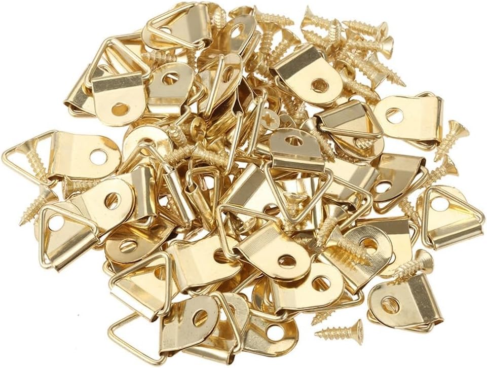 Set Mit 50 Aufhängehaken Aus Eisen Für Bilderrahmen Und Kreuzsticharbeiten - Einfache Montage - Schwarz, Silber Und Gelb - 2,1 X 1,2 Cm (gelb)
