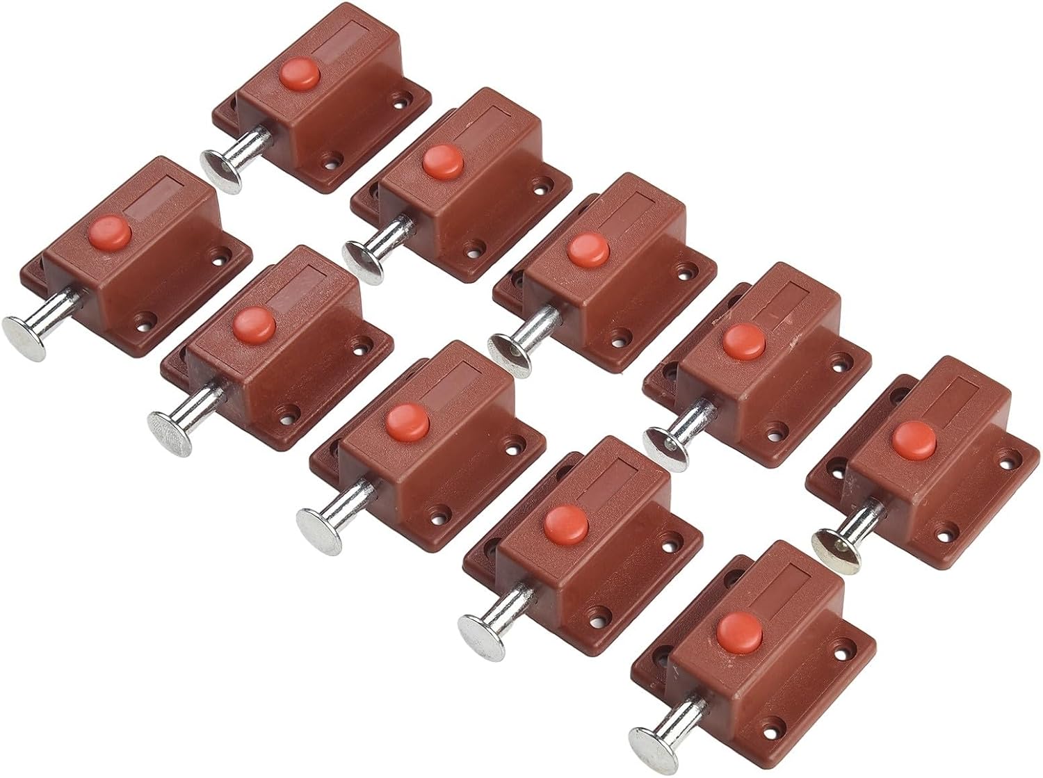 Packung Mit 10 Kunststoff-druckknopfriegeln – Automatische, Federbelastete Türschlösser Für Schränke, Schubladen Und Haustiergitter – Weiß, Schwarz, Braun (braun)