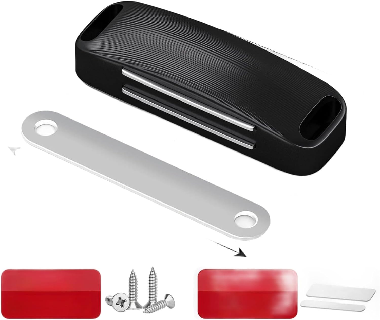 Unsichtbarer L-förmiger Magnet-türriegel, Starker Saugnapf, Ultradünn, Kein Bohren Erforderlich, Edelstahl, Für Schrank, Schublade, Kleiderschrank, Schiebetür - Schwarzsilber (e)
