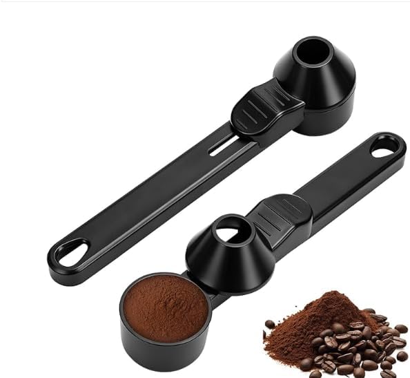 2-teiliges Kaffeelöffel-set Mit Trichter, Nachfüllbarem Messlöffel Für Gemahlenen Kaffee, 19 Cm Langer Kaffeelöffel Mit Langem Griff, Schwarzer Kaffeespender, Auch Für Milchpulver, Tee, Zucker Und Pro